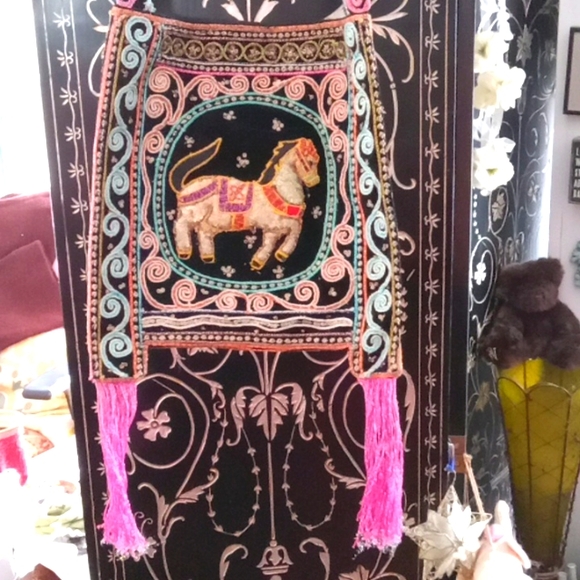 Handmade Bag -India,Horse Embellished on Both sides NWOT - Picture 1 of 9